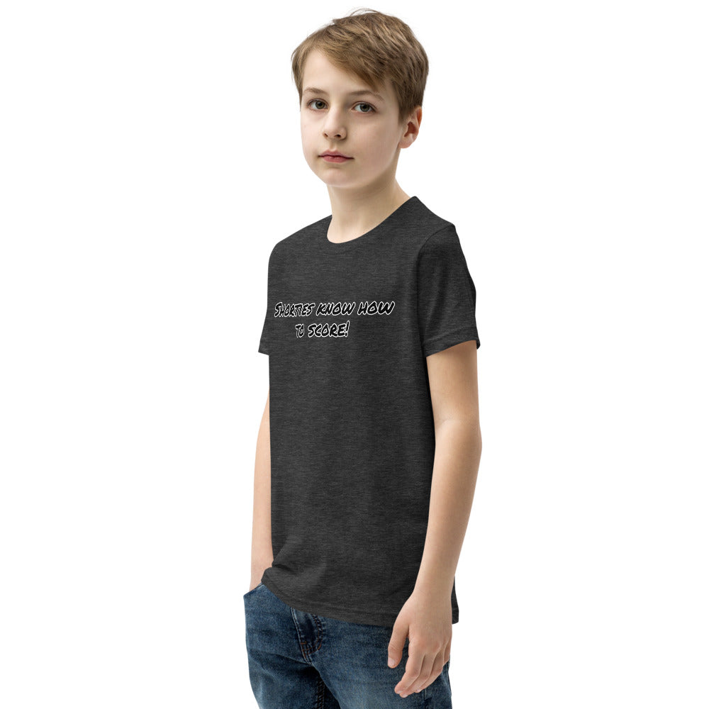&quot;Shorties Can Score&quot; with this Youth Short Sleeve T-Shirt