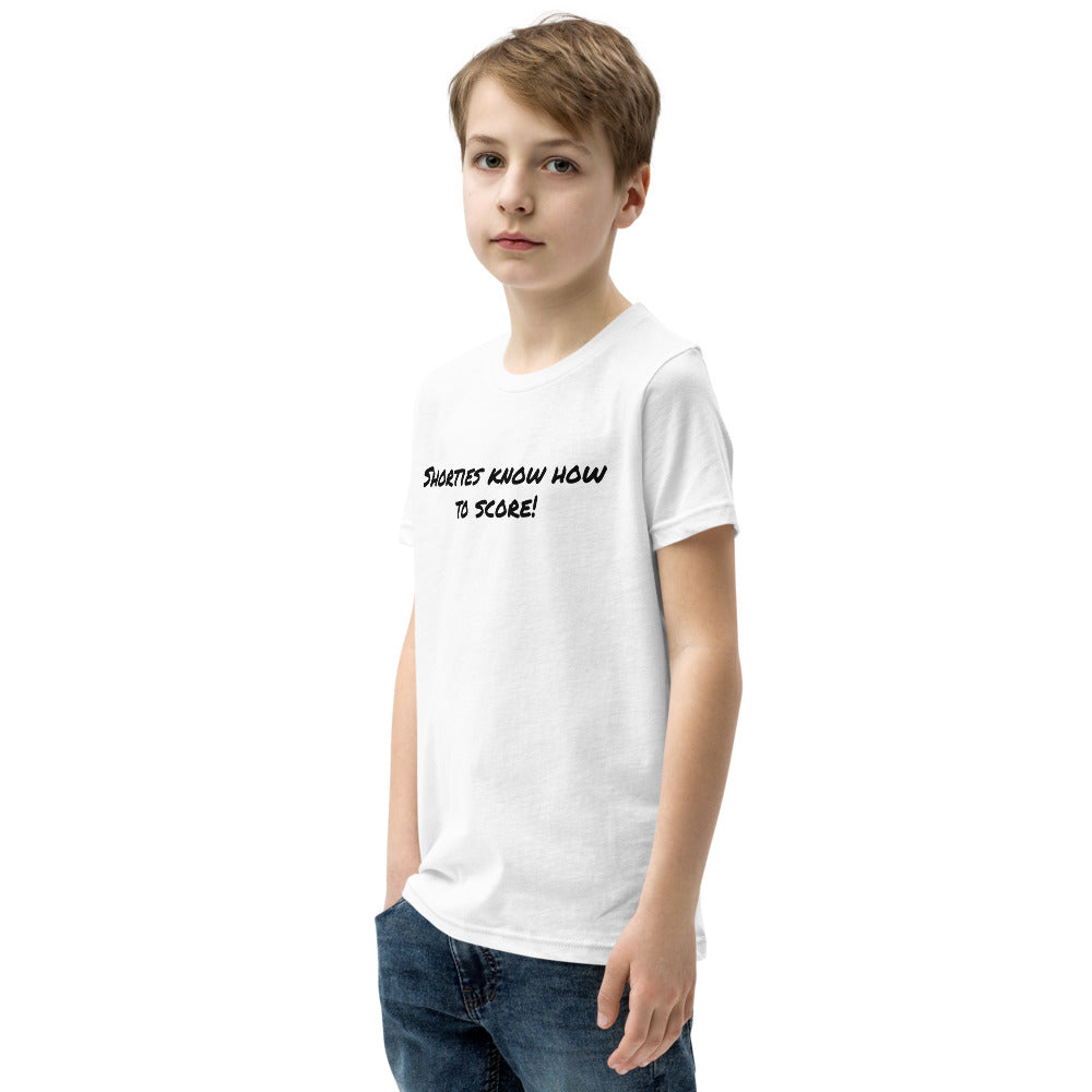 &quot;Shorties Can Score&quot; with this Youth Short Sleeve T-Shirt
